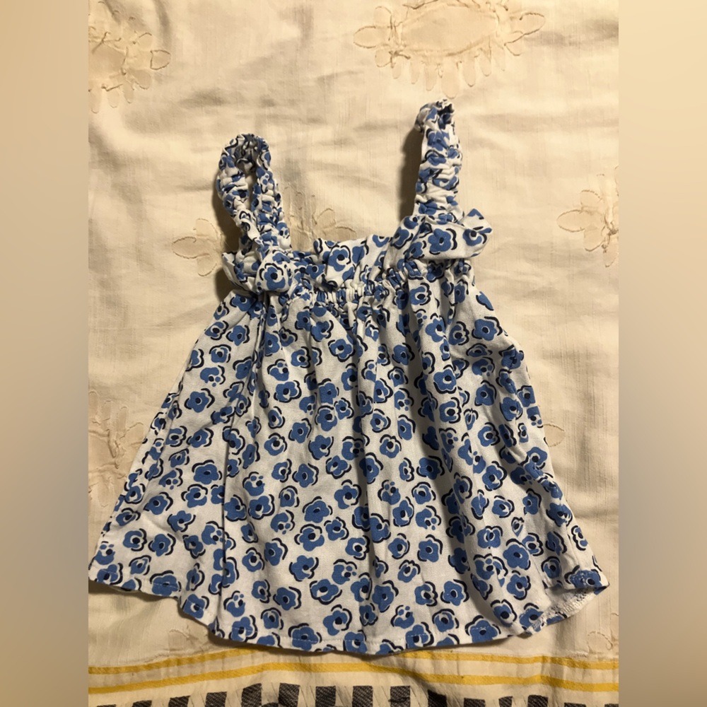 Blue Floral Ruffled Tank Top for Kids